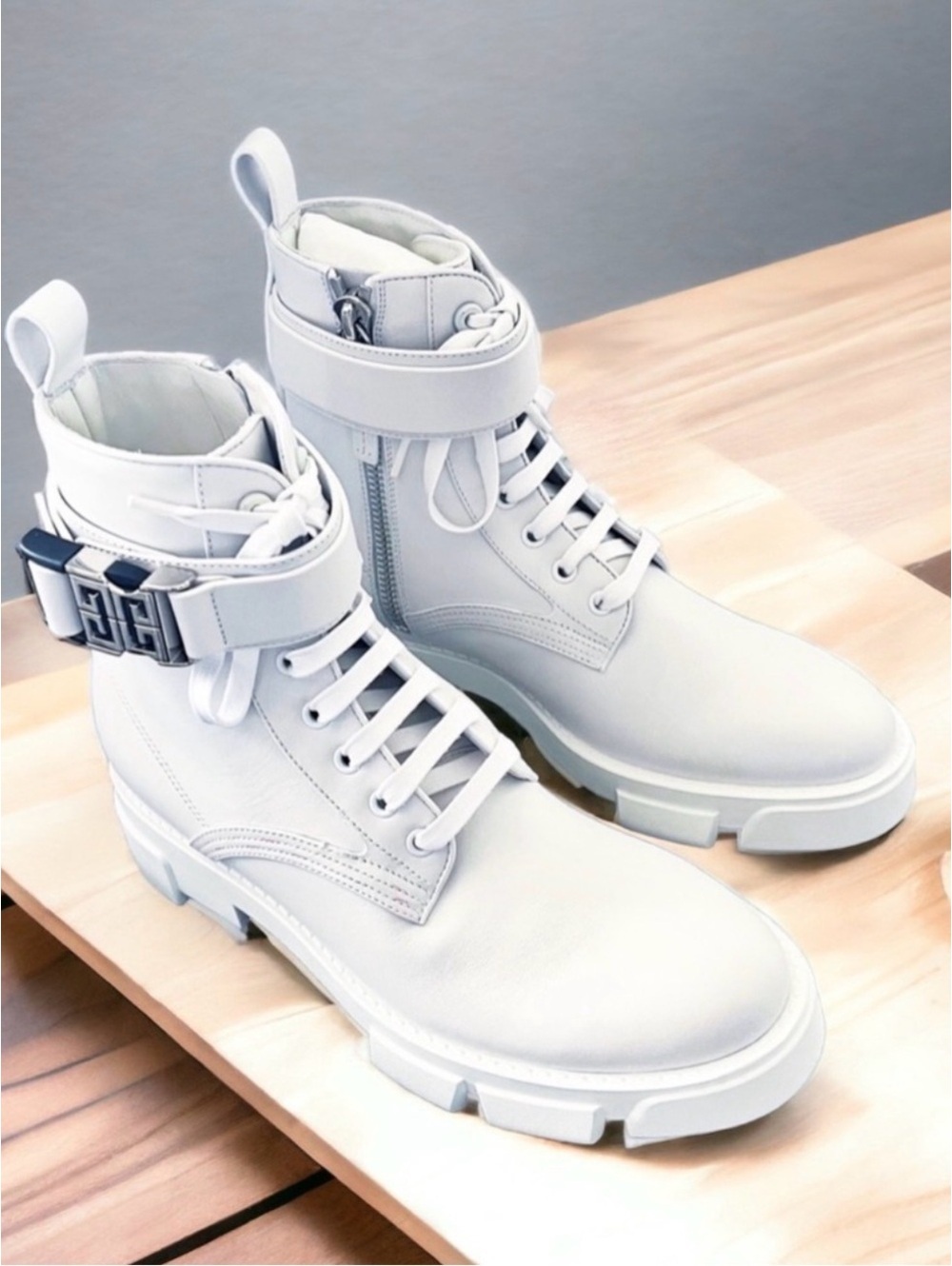 Givenchy Calf Leather Combat Boots, Size EU39 New in Box w/Dustbags